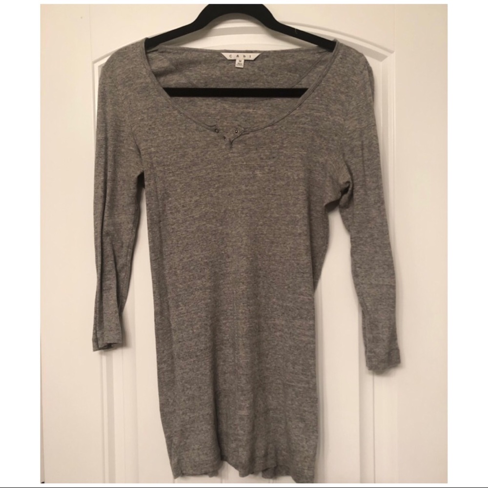 CAbi medium grey 3/4 button tee